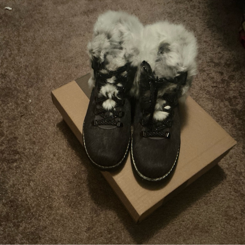 Women's Fur Mink And Fox Winter Boots - Gray